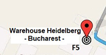 Static map location warehouse Heidelberg, location Bucharest